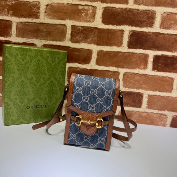 Gucci Horsebit de alta calidad 1955 Mini azul y marfil 625615 GG Bolsa de replicias