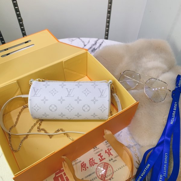 Louis Vuitton Replica White M40713? Bolsa de cilindro de hombro oblicuo