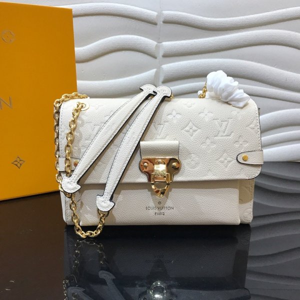 Louis Vuitton Monogram de alta calidad Empreinte Leather Vavin PM M43931 Bolso blanco