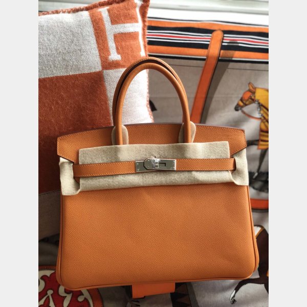 Hermes Birkin 35cm Bolsos de cuero Epsom de color naranja